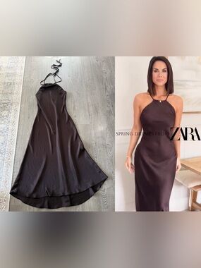 Zara ZW Collection Satin Halter Dress